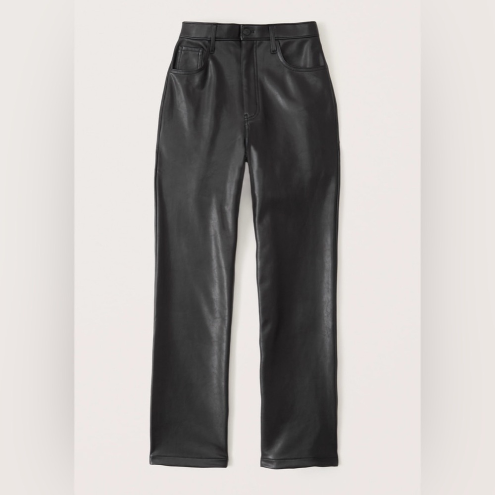Abercrombie & Fitch Curve Love Vegan Leather 90’s Straight Pants